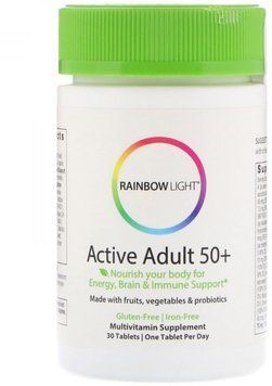 Rainbow Light Just Once Active Adult 50+ Food-Based Multivitamin 30 Tabs Мультивитамины 50+ 535488 фото