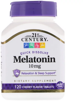 21st Century Melatonin 10 mg 120 Quick Dissolve Tablets Cherry Flavor (CEN-27503) 575640 фото
