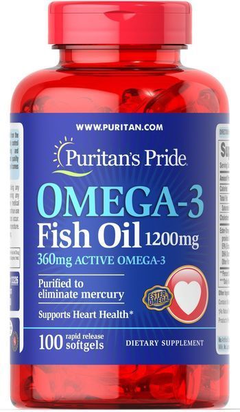 Puritan's Pride Omega-3 Fish Oil 1200 mg 100 caps 384197 фото