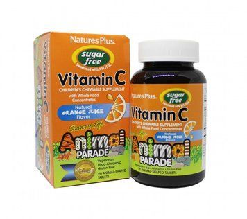 Natures Plus Animal Parade Vitamin C sugar free 90 chewables Вітамін С для дітей, без цукру, смак апельсина 491953 фото