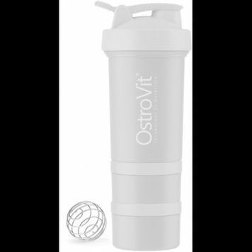 Шейкер OstroVit Shaker Premium with 2 pill boxes and mixing ball 450 ml gray 1022582 фото