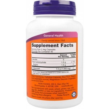 NOW Foods D-Mannose 500 mg 120 caps 442321 фото
