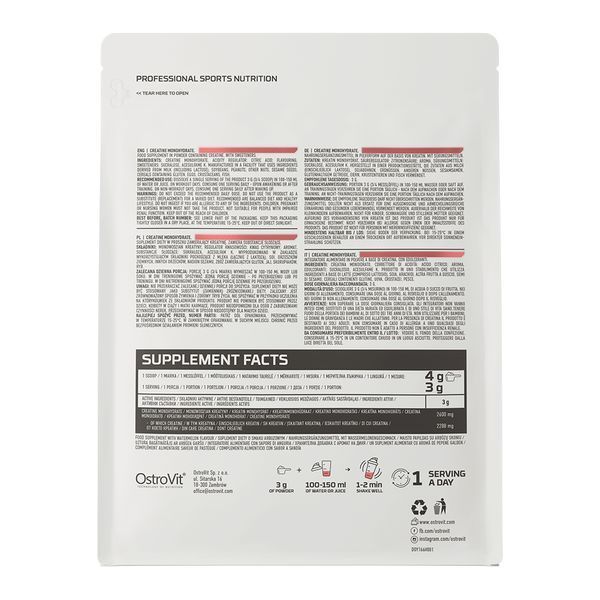 Креатин OstroVit Creatine Monohydrate 300 g /120 servings/ Watermelon 391284 фото