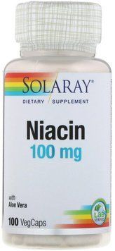 Solaray, Niacin, 100 mg, 100 Veg Capsules (SOR04359) 687223 фото