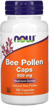 Now Foods Bee Pollen Бджолиний пилок 500 мг 100 капсул 1158594 фото