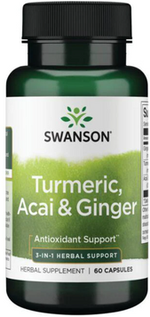Swanson Turmeric Acai Ginger 3-IN-1 Куркума, асаи и имбирь 60 капсул 1034697 фото