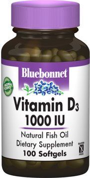Bluebonnet Nutrition Vitamin D3, 1000 IU, 100 Softgels (BLB0308) 659833 фото
