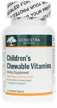 Genestra Brands, Vitamin-Mineral Supplement, Children's Chewable Vitamins, Papaya and Orange Flavor, 100 Chewable Tablets (GEN-10470) 660344 фото