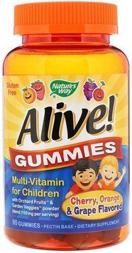 Nature's Way Alive! Gummies Multi-Vitamin for Children 90 Gummies Cherry, Grape & Orange Витамины для детей 535136 фото