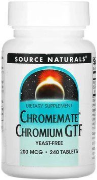 Source Naturals ChromeMate Chromium GTF 200 mcg, Yeast Free - 240 Tablets 1452278 фото