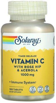 Solaray Vitamin C with Rose Hips & Ace 1000mg - 100 Tablets 1452627 фото