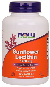NOW Sunflower Lecithin Лецитин подсолнечника 1200 мг 100 капсул 1190630 фото