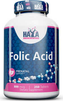Haya Labs Folic Acid 800 mcg Фолієва кислота 250 таблеток 1033246 фото