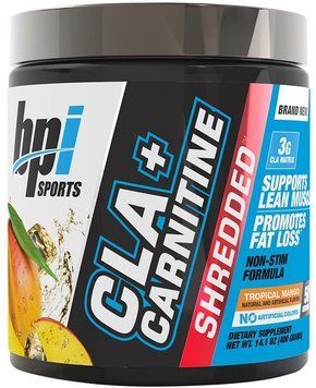 Жироспалювач BPI CLA PLUS CARNITINE Shredded 400 g /50 servings/Tropical Mango 968235 фото