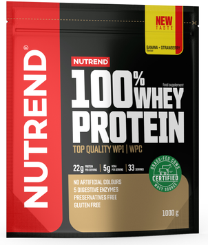 Протеин Nutrend 100% Whey Protein 1000 g /33 servings/ Banana Strawberry 843831 фото