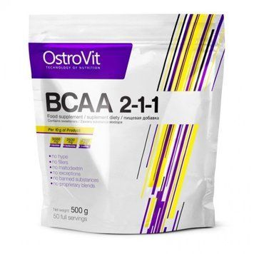Амінокислота для спорту OstroVit BCAA 2-1-1 500 g /50 servings/ Pure 511790 фото