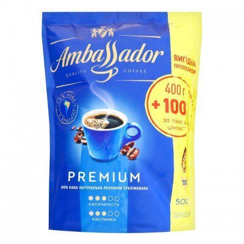 Кава Ambassador Premium розчинна 400+100 г (8720254065748) 1039365 фото
