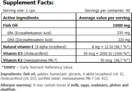 Amix GreenDay Omega 3 FORTE 330/220 + D3,K2,Vit.E 90 caps / 90 servings 1080927 фото