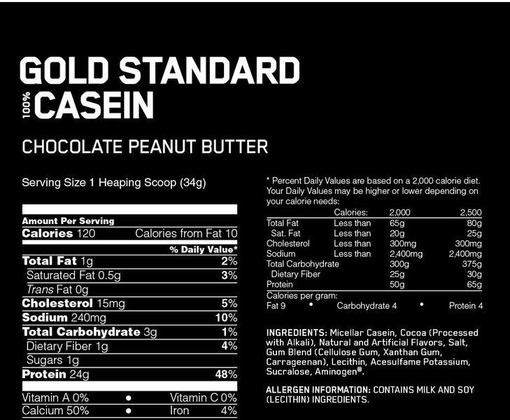 Протеїн Optimum Nutrition 100% Casein Gold Standard 909 g / 27 servings / Chocolate Peanut Butter 442412 фото