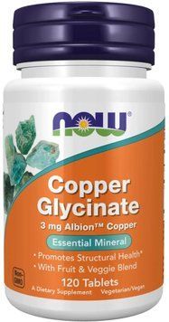 Now Foods Copper Glycinate 3mg - 120 Tablets 1451266 фото