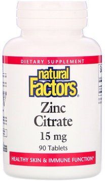 Natural Factors Zinc Citrate, 15 mg, 90 Tablets (NFS-01678) 660902 фото