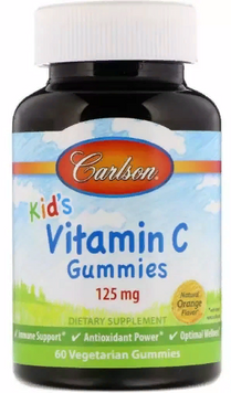 Carlson Labs Kids Vitamin C Gummies 125 mg Витамин С для детей со вкусом апельсина 60 жевательных таблеток 827332 фото