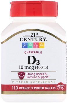 21st Century Vitamin D3 Chewable 400 IU 110tablets (Orange) 476641 фото