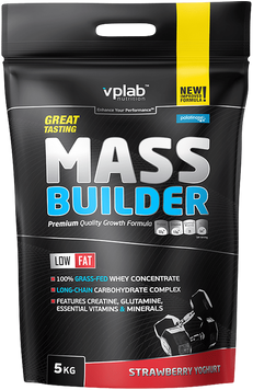 Гейнер VPLab Mass Builder 5000 g /50 servings/ Strawberry Yogurt 898789 фото