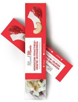 Смесь орехов и сухофруктов Muesli Mania Кокосовые хлопья, кешью, клюква 30 г (9780201113785) 1044629 фото
