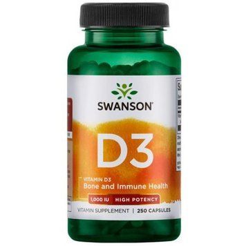 Swanson Vitamin D-3, Higher Potency, 1,000 IU, 25 mcg, 250 Capsules (SWA-11030) 655567 фото