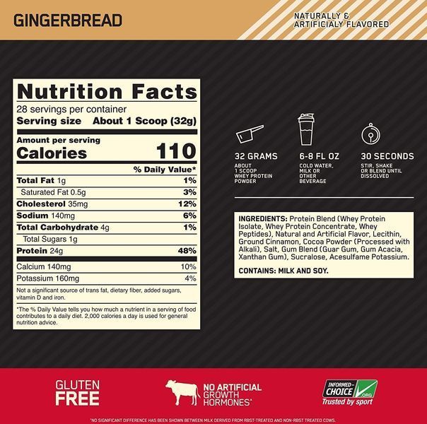 Протеїн Optimum Nutrition 100% Whey Gold Standard 907 g / 28 servings / Gingerbread 586005 фото