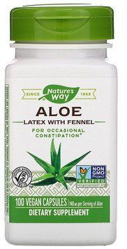 Nature's Way Алое Aloe Latex with Fennel 140 mg Алое віра з фенхелем 100 вегетаріанських капсул 890806 фото