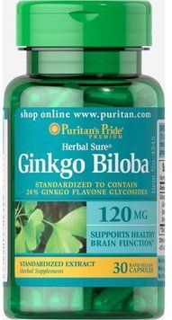 Puritan's Pride Ginkgo Biloba Standardized Extract 120 mg 30 caps 442727 фото