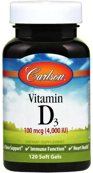 Carlson Labs Vitamin D 4000 IU Витамин D 120 гелевых капсул 827360 фото