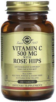 Solgar Vitamin C With Rose Hips 500 mg Солгар Вітамін С з біофлавоноїдами 100 таблеток 793034 фото