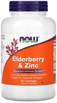 Now Foods Elderberry and Zinc Бузина и цинк 90 леденцов 1158638 фото