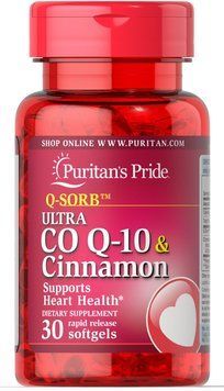 Puritan's Pride Q-Sorb Ultra Co Q-10 200 mg & Cinnamon 1000 mg 30 caps 444139 фото