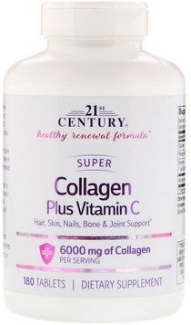 21st Century Super Collagen Plus Vitamin C 6000 mg 180tablets 476636 фото