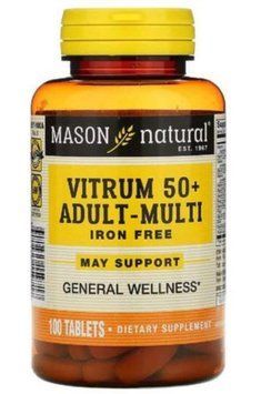 Mason Natural Vitrum 50+ Adult-Multi Iron Free Мультивитамины 50+ без железа 100 таблеток 993716 фото