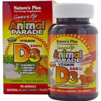 Natures Plus Animal Parade Vitamin D3 90 chewables Витамин D3 для детей, вкус черной вишни 491950 фото