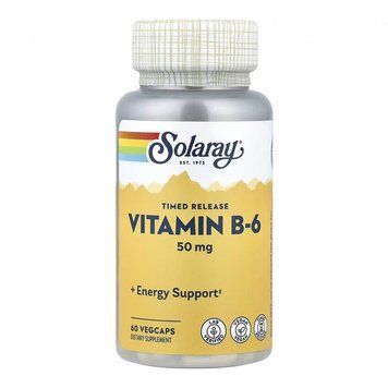 Solaray Vitamin B-6 Timed-Release 50mg - 60 vcaps 1472043 фото