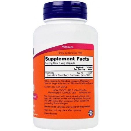 Now Foods Vitamin E-400 Dry Capsules 100 caps 416730 фото