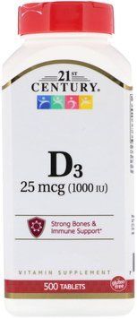 21st Century Vitamin D3 High Potency 1000 IU 500 Tablets 476643 фото
