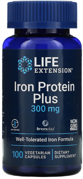 Life Extension Iron Protein Plus Железосодержащий протеин (белок) 300 мг 100 капсул 1159479 фото