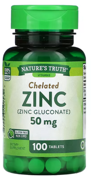 Nature's Truth Zinc Chelated Цинк в хелатной форме 50 мг 100 таблеток 1185978 фото