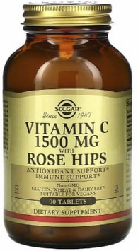 Solgar Vitamin C With Rose Hips 1500 mg Солгар Вітамін С з шипшиною 90 таблеток 831900 фото
