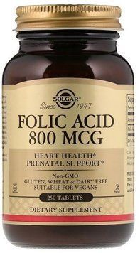 Solgar Folic Acid 800 mcg 250 Vegetable Capsules 497230 фото
