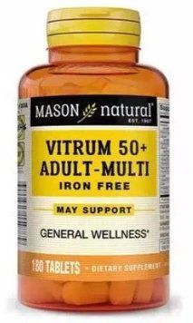 Mason Natural Vitrum 50+ Adult-Multi Iron Free Мультивитамины 50+ без железа 180 таблеток 993717 фото
