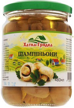 Грибы шампиньоны Хатка-Грядка маринованные целые 430 мл (4820278710168) 1334597 фото