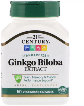 21st Century Ginkgo Biloba Extract Standardized 60 Veggie Caps (CEN-21249) 575644 фото